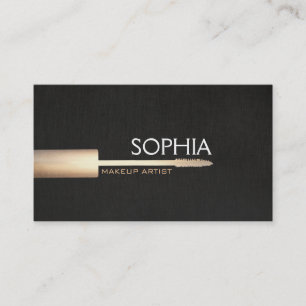 Makeup Artist Logo Mascara On Faux Black Linen 2 Business Card