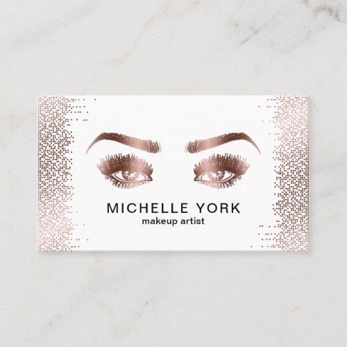 Makeup Artist Long Lashes Rose Gold Eyes Brows Business Card