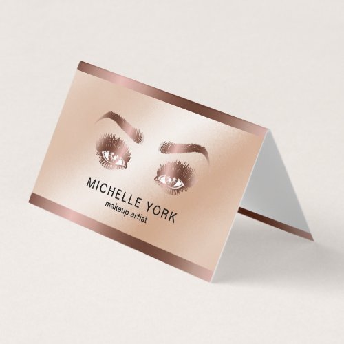 Makeup Artist Long Lashes Rose Gold Eyes Brows Business Card