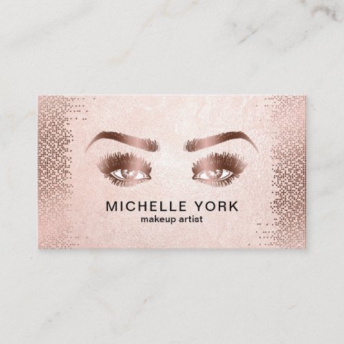 Makeup Artist Long Lashes Rose Gold Eyes Brows Business Card