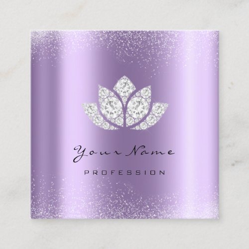 Makeup Artist Lotus Mandala Diamond Purple Violet Square Business Card