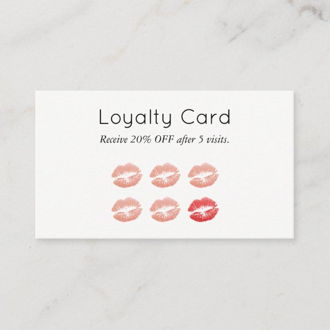 Makeup Artist Loyalty Card Chic Rose Gold Lips II (Front)