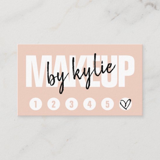 Makeup artist loyalty card punch script blush pink
