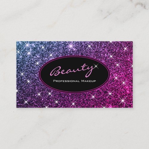 Makeup Artist Luminous Pink Purple Glitter Beauty Business Card