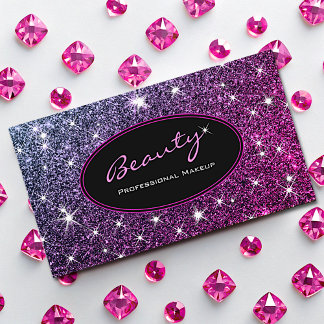 Makeup Artist Luminous Pink Purple Ombre Glitter Business Card