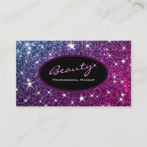 Makeup Artist Luminous Pink Purple Ombre Glitter Business Card