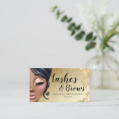Makeup Artist Luxe Glitter Gold Eyelashes Business Card (Standing Front)