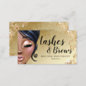 Makeup Artist Luxe Glitter Gold Eyelashes Business Card (Front/Back)