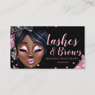 Makeup Artist  Luxe Glitter Pink Black Eyelashes Business Card