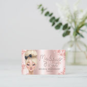 Makeup Artist Luxe Glitter Rose Gold Eyelashes Business Card (Standing Front)