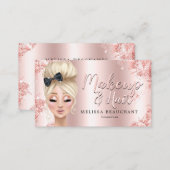 Makeup Artist Luxe Glitter Rose Gold Eyelashes Business Card (Front/Back)