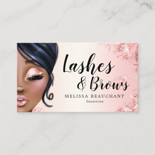 Makeup Artist Luxe Glitter Rose Gold Eyelashes Business Card
