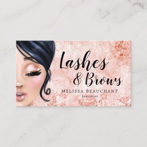 Makeup Artist  Luxe Glitter Rose Gold Eyelashes Business Card
