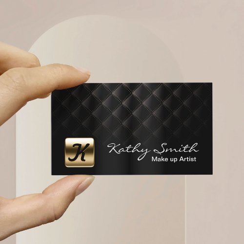 Makeup Artist Luxury Black  Gold Elegant Business Card