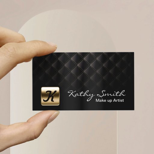 Customizable Luxury Gold &amp; Black Makeup Artist Business Card