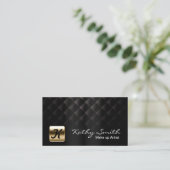 Makeup Artist Luxury Black & Gold Elegant Business Card (Standing Front)