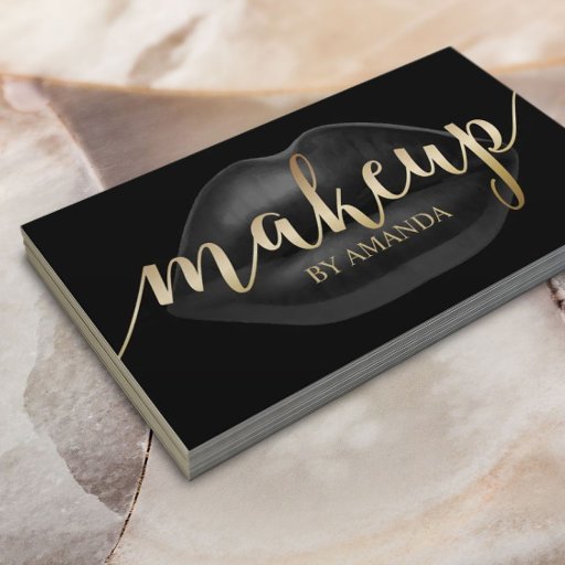 Customizable Makeup Artist Luxury Black Lips Beauty Salon Business Card