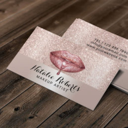 Makeup Artist Luxury Dripping Lips Blush Rose Gold Business Card