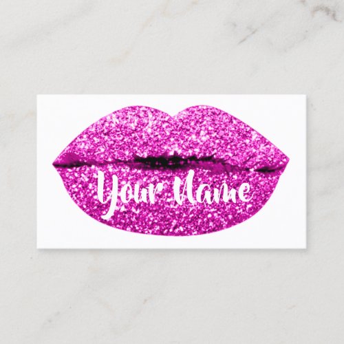 Makeup Artist Magent Pink Kiss Lips Sugar Glitter Business Card