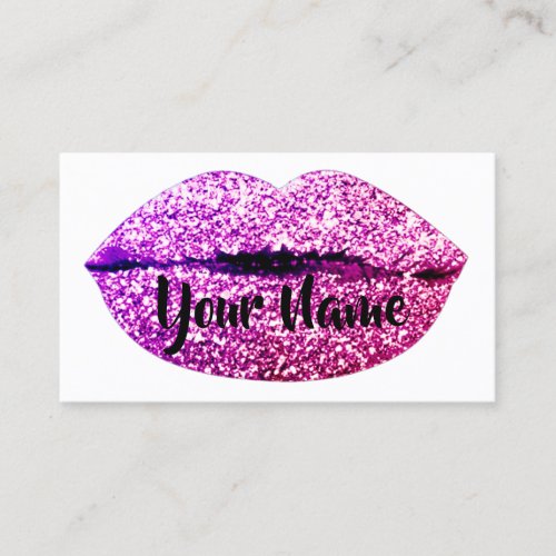 Makeup Artist Magent Rose Kiss Lips Sugar Glitter Business Card