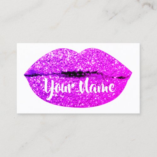 Makeup Artist Magenta Pink Kiss Lips Sugar Glitter Business Card