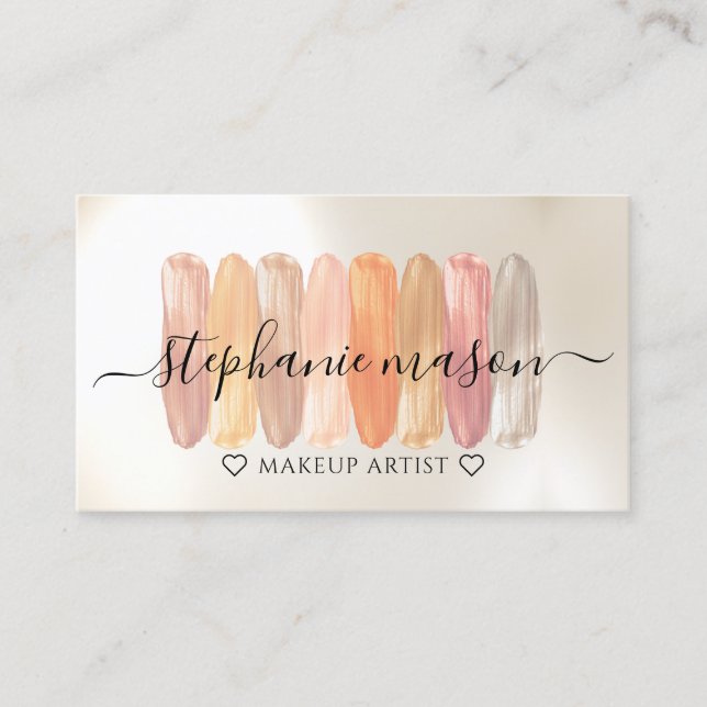 Makeup Artist Makeup Shades Modern Cream Color Business Card (Front)