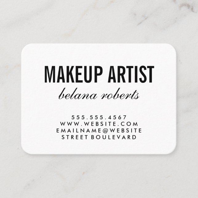 Makeup Artist Minimalist / (black / white) Business Card (Front)