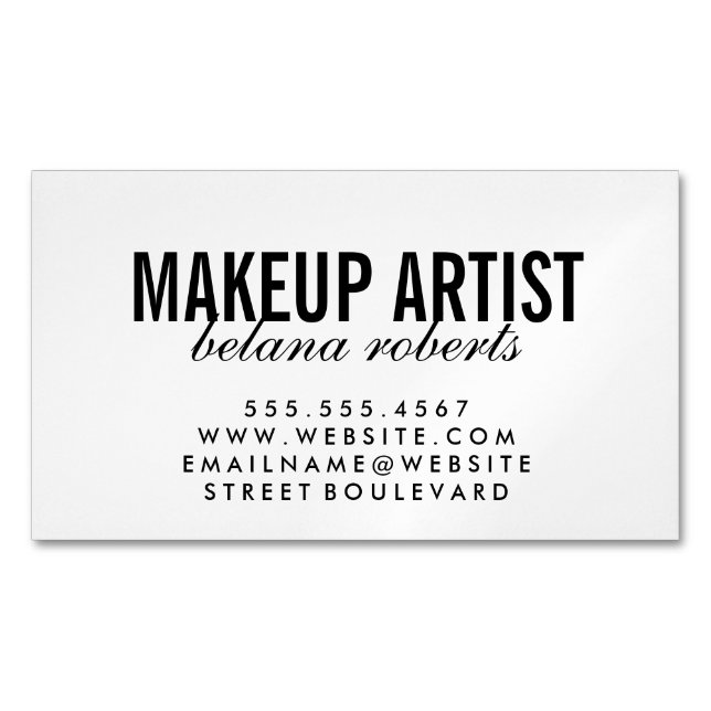 Makeup Artist Minimalist / (black / white) Business Card Magnet (Front)