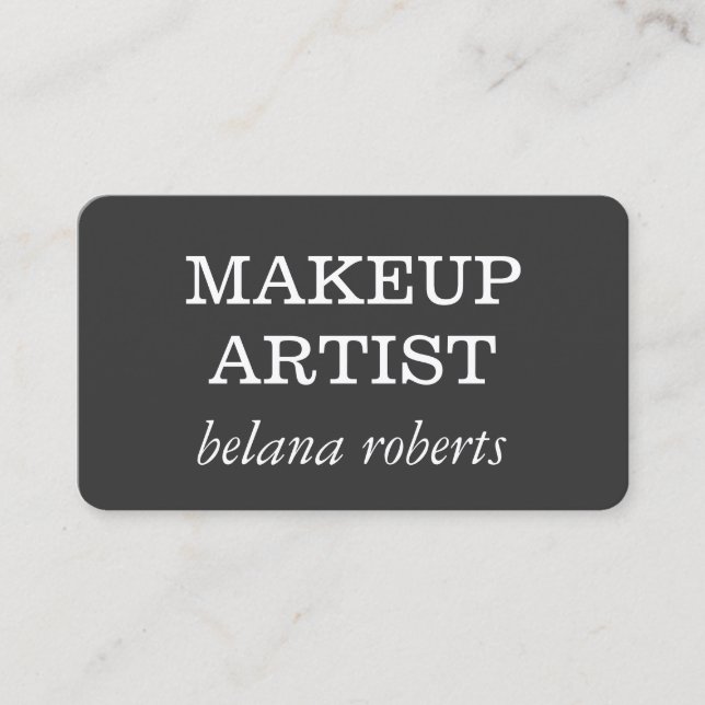 Makeup Artist Minimalist (Gray / White) Business Card (Front)