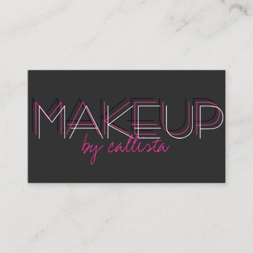 Makeup Artist Minimalist Pink Black Typography Business Card