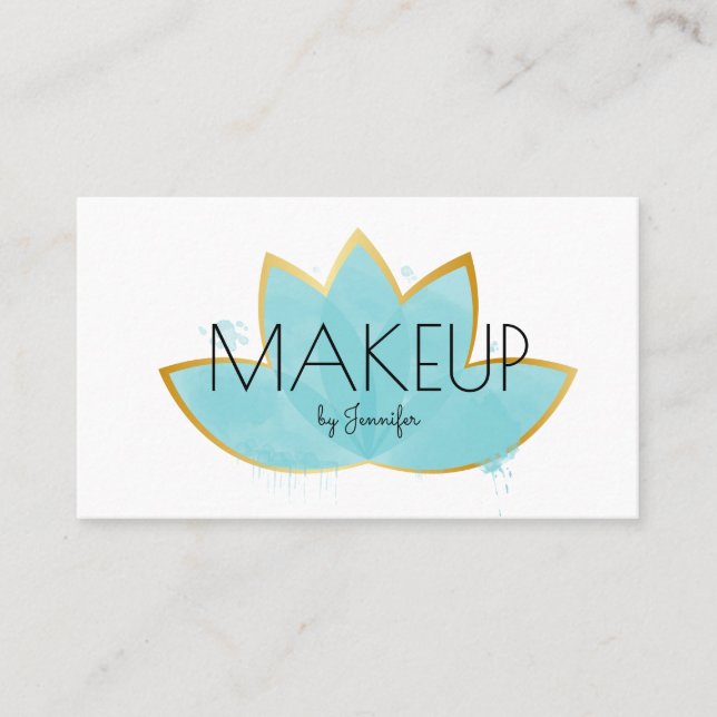 Makeup Artist Minimalist Social Media Lotus Flower Business Card (Front)