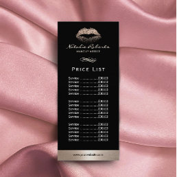 Makeup Artist Moder Gold Glitter Lips Salon Price Rack Card