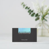 Makeup Artist Modern and Chic Turquoise and Black Business Card (Standing Front)