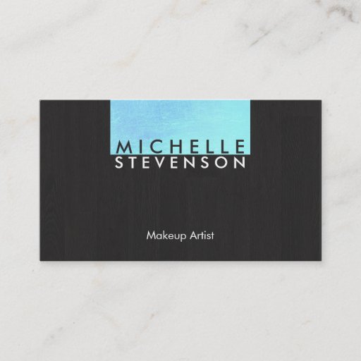 Customizable Makeup Artist Modern and Chic Turquoise and Black Business Cards