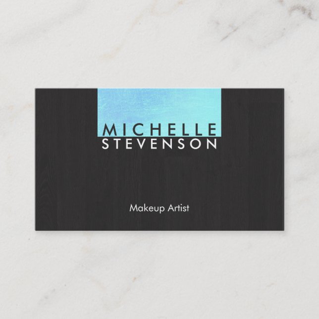 Makeup Artist Modern and Chic Turquoise and Black Business Card (Front)