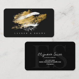 Makeup Artist Modern Black Gold Business Card