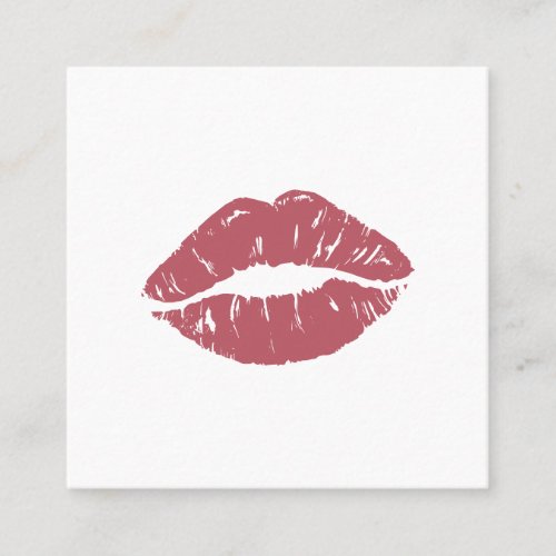 Makeup artist modern burgundy red lips kiss white square business card
