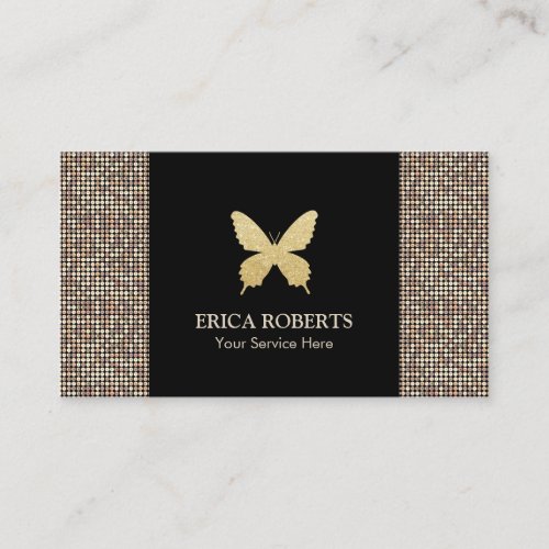 Makeup Artist Modern Butterfly Gold Glitter Business Card