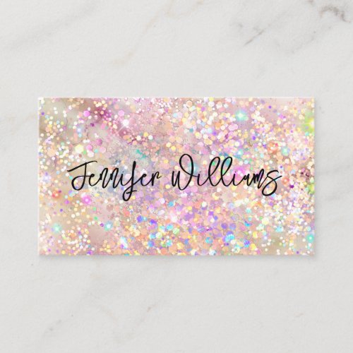 Makeup Artist Modern Elegant Holographic Glitter B Business Card