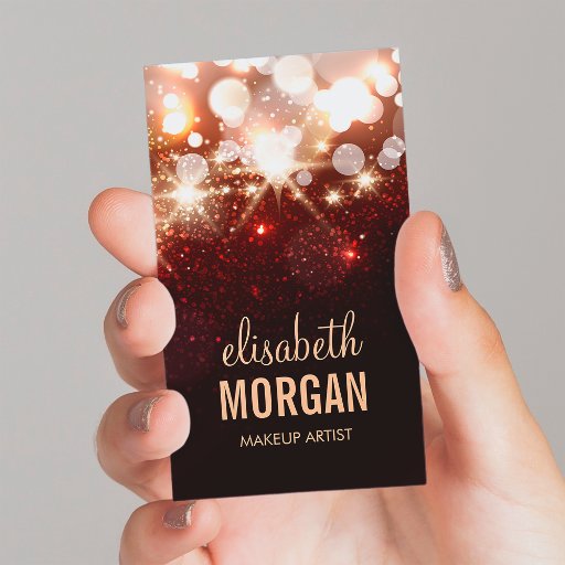 Customizable Makeup Artist - Modern Glitter Sparkle Business Card