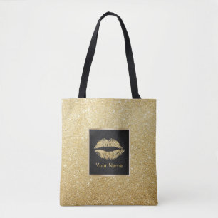 Makeup Artist Modern Gold Glitter Lips Tote Bag