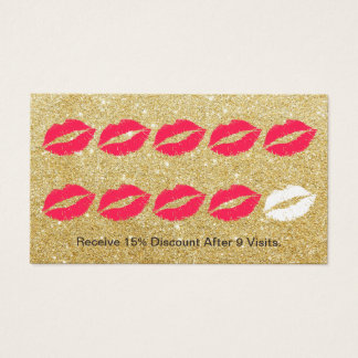 Makeup Artist Modern Gold Glitter Loyalty Punch Business Card