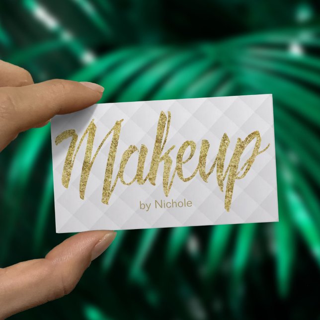 Makeup Artist Modern Gold Script Luxury Business Card (Creator Uploaded)