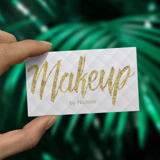 Makeup Artist Modern Gold Script Luxury Business Card | Zazzle