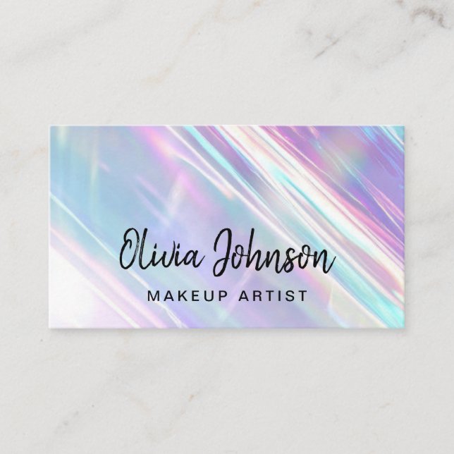 Makeup Artist Modern Holographic Business Card (Front)