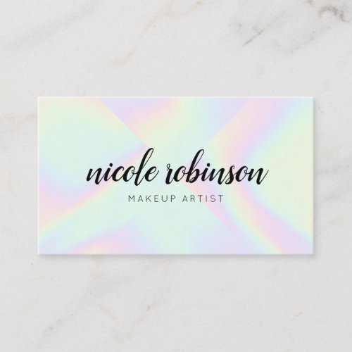 Makeup artist modern pastel rainbow holographic business card