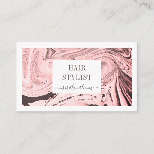 Makeup Artist Modern Pink Marbled  Business Card