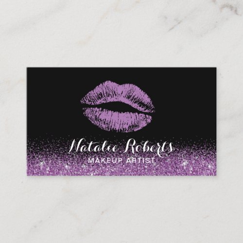 Makeup Artist Modern Purple Lipstick Lips Salon Business Card