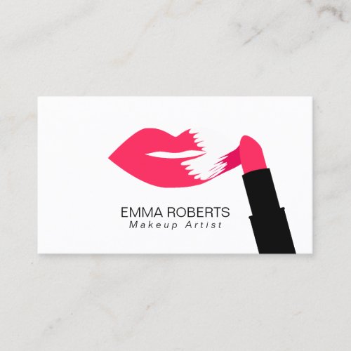 Makeup Artist Modern Red Lips  Lipstick Business Card