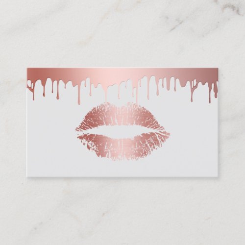 Makeup Artist Modern Rose Gold Lips Beauty Salon Business Card